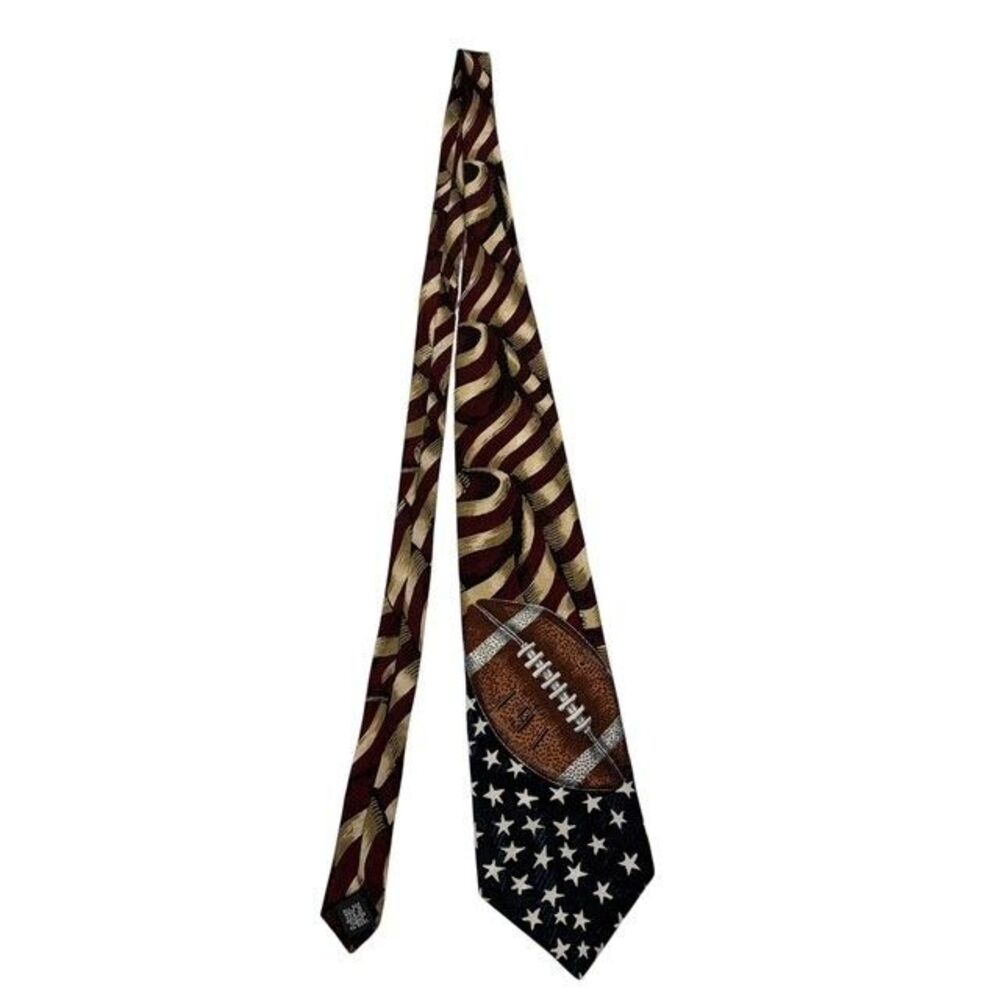 Van Heusen Americana Football Tie USA Flag Stars Stripes Novelty Mens Necktie - Picture 2 of 8